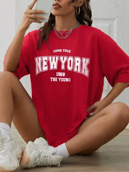 Wenn Jahr 1968, The New York Young Woman T-Shirt, Mädchen, Übergröße, tägliches Top, weibliche Kreativität, Streetshirt, individuelle Freizeitkleidung.
