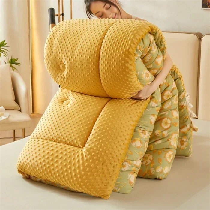Home Textiles Comforter Stitch Printed Velvet Quilt Comforter Throw Blankets for Beds Winter Thicken Warm Quilt Core Bedding 이불