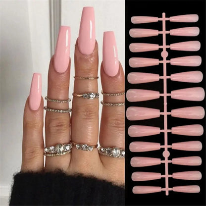 24pcs Long Stiletto French Fake Nails White Edge Simple Aurora False Nails Full Cover Press on Nails DIY Detachable Manicure.