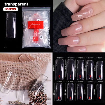 600Pcs Extra Long Hawk Curved Nail Tips Half Cover Eagle Claw Curve False Nails Extension 10 Sizes Bag Packaging for Art Salon *