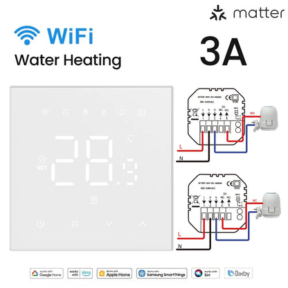 AVATTO Tuya WiFi Matter Smart Thermostat WaterGas Electric Floor Heating Temperature Controller For Alexa Google Apple HomeKit