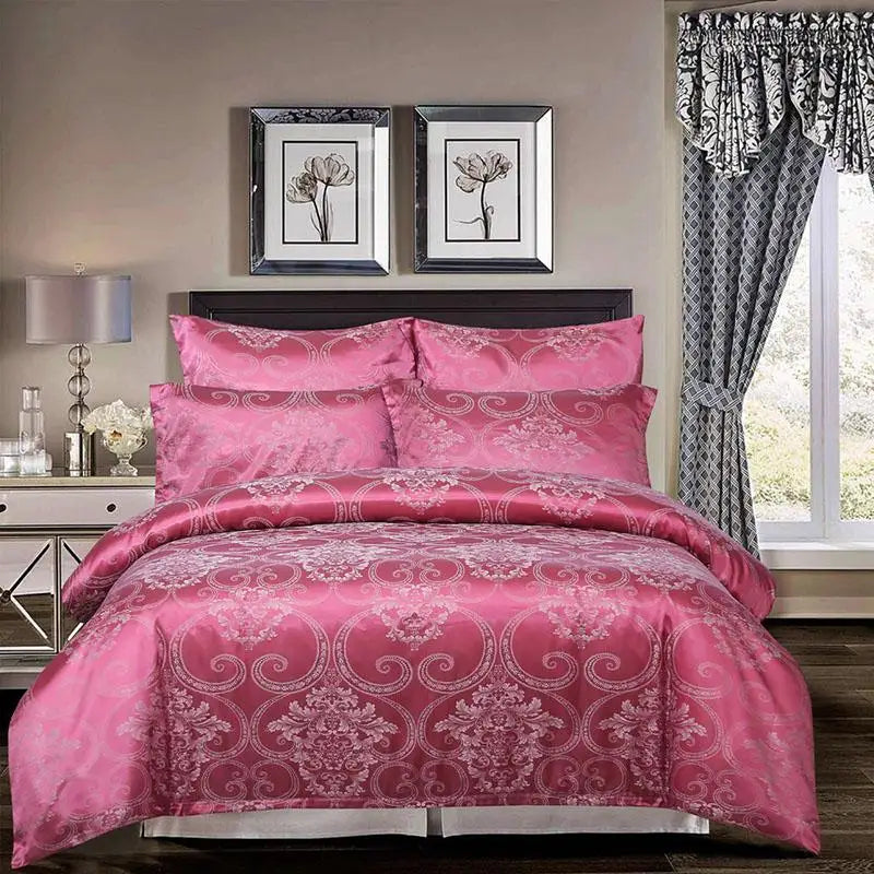 European Satin Jacquard Duvet Cover Set High Quality Smooth and Skin Friendly Comforter Cover Set Summer Bedding Kit for Adults.