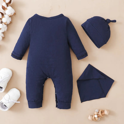 0-12 Monate Neugeborene Baby Bodysuit Kleinkind Baby Stram pler lange Ärmel Brief druck Overall Hut Mode niedlichen Stil tägliche Kleidung.
