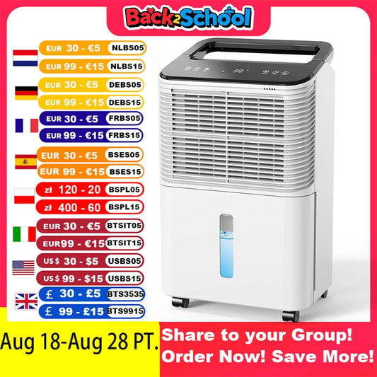 Dehumidifier 16 L/day, Ultra-quiet Electric Intelligent Central Control, Auto Mode, Moisture Display, 24h Timer Home Appliances.