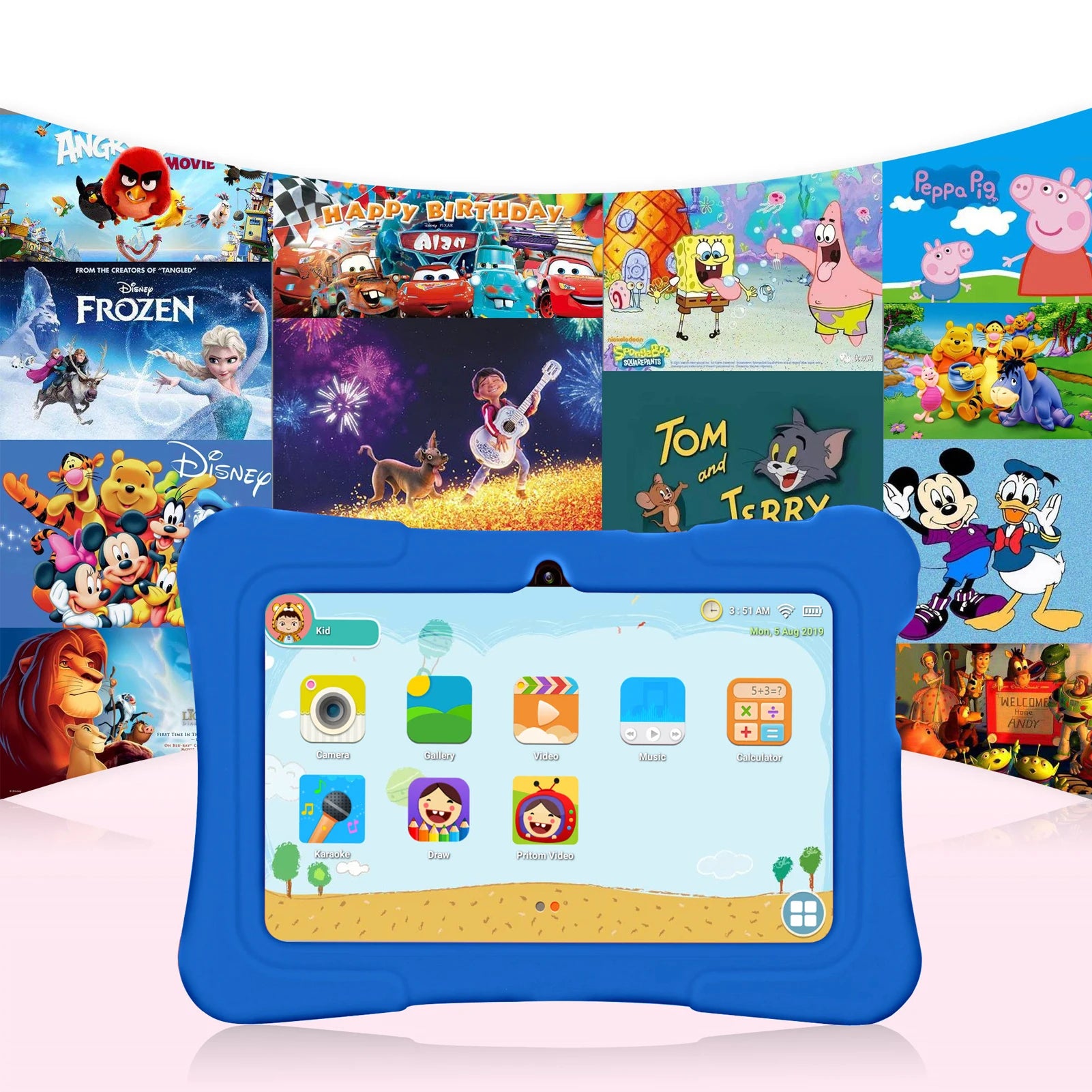 PRITOM 7 Inch Kids Tablet Quad Core Android 10 32GB WiFi Bluetooth Educational Software Installed.