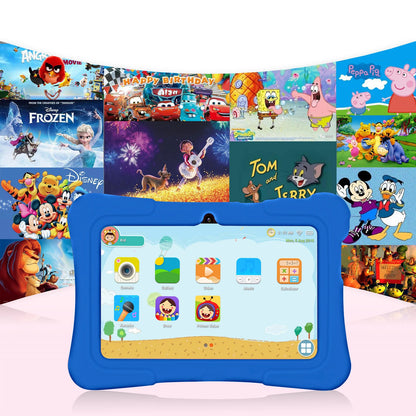 PRITOM 7 Inch Kids Tablet Quad Core Android 10 32GB WiFi Bluetooth Educational Software Installed.