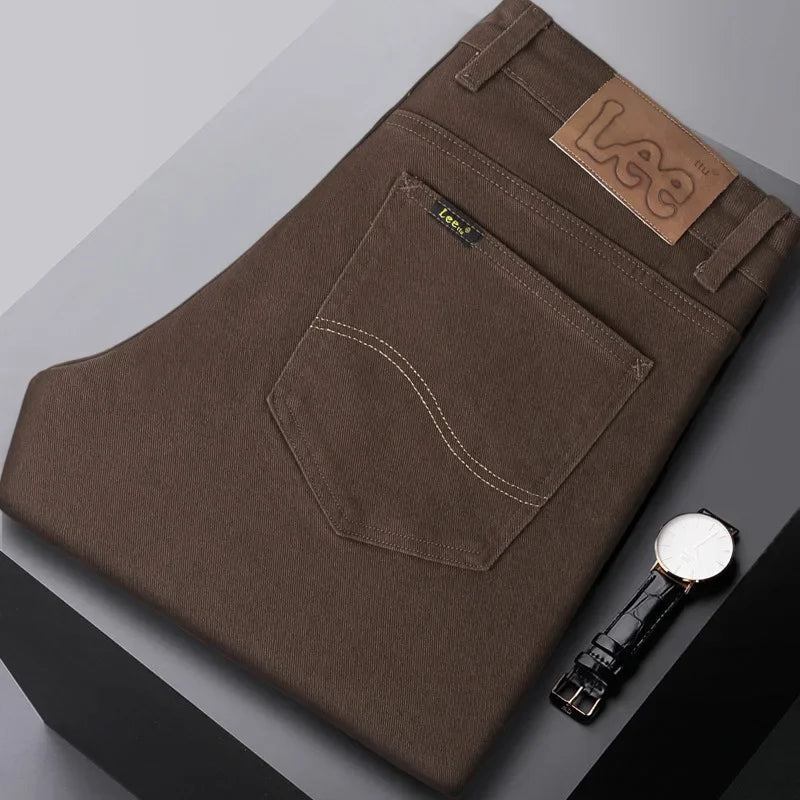 2024 herbst/Winter Neue männer Jeans Business Lose-Fit Gerade Bein Hohe Taille Baumwolle Casual Trendy hosen.