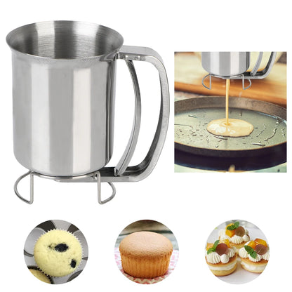 Handheld Stainless Steel Batter Dispenser Cake Cupcake Dough Dispensers Kitchen Tool Baking Waffles Flour Paste Piston Funnel.