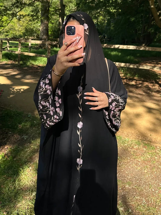 Muslim Women Dubai Abaya luxury embroidery Floral Long Dress Kaftan Flower Ramadan Robe Femme Islam African Dresses Kebaya.