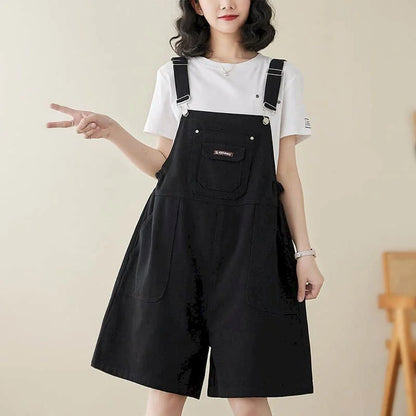 Denim Jumpsuits for Women Vintage Korean Style One Piece Outfit Casual Loose Rompers Wide Leg Jeans Summer New Women Clothing