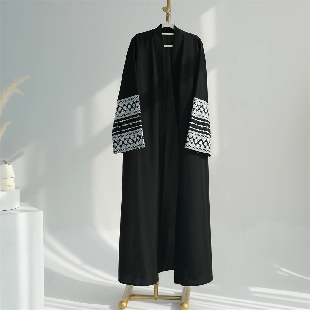 Ramadan Eid Black Open Kimono Abaya Damen Dubai Islam Muslim Kaftan Dress Prayer Clothes Women Kebaya Robe Femme Musulmane.