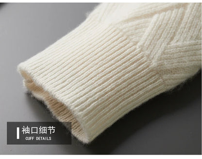 LHZSYY Men' New 100%Cashmere Sweater Winter O-Neck Mat Pullovers Long Sleeve Loose Plus Size Base Shirt Thicken Casual Knit Tops