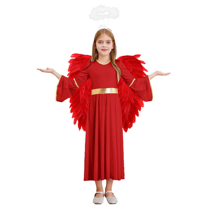 Kinder Mädchen Engel Kostüm Weiß Griechischer Gott Robe Halloween Cosplay Kleid Rollenspiel Karneval Performance Kleid mit Flügeln Dress Up