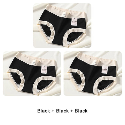 3PCS Female Underwear Antibacterial Pure Cotton Sexy Mid-rise Cotton Panties Woman Traceless Fashions Women's Intimate Intimates