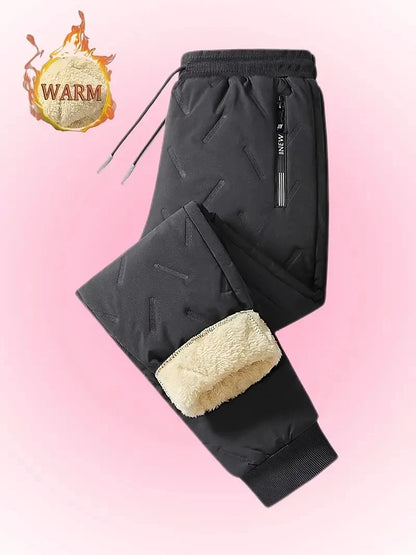 UETEEY Winter Thermal Fleece Pants Men Plush Lambswool Thicken Warm Waterproof Trousers Man Casual Windproof Joggers Sweatpants