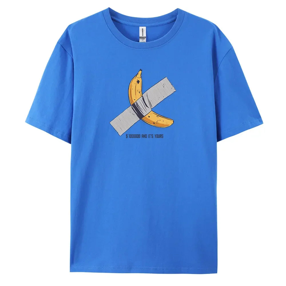 Banana Men's Casual Short-sleeved T-shirt with 100% Cotton Fashion print Tees oversize.