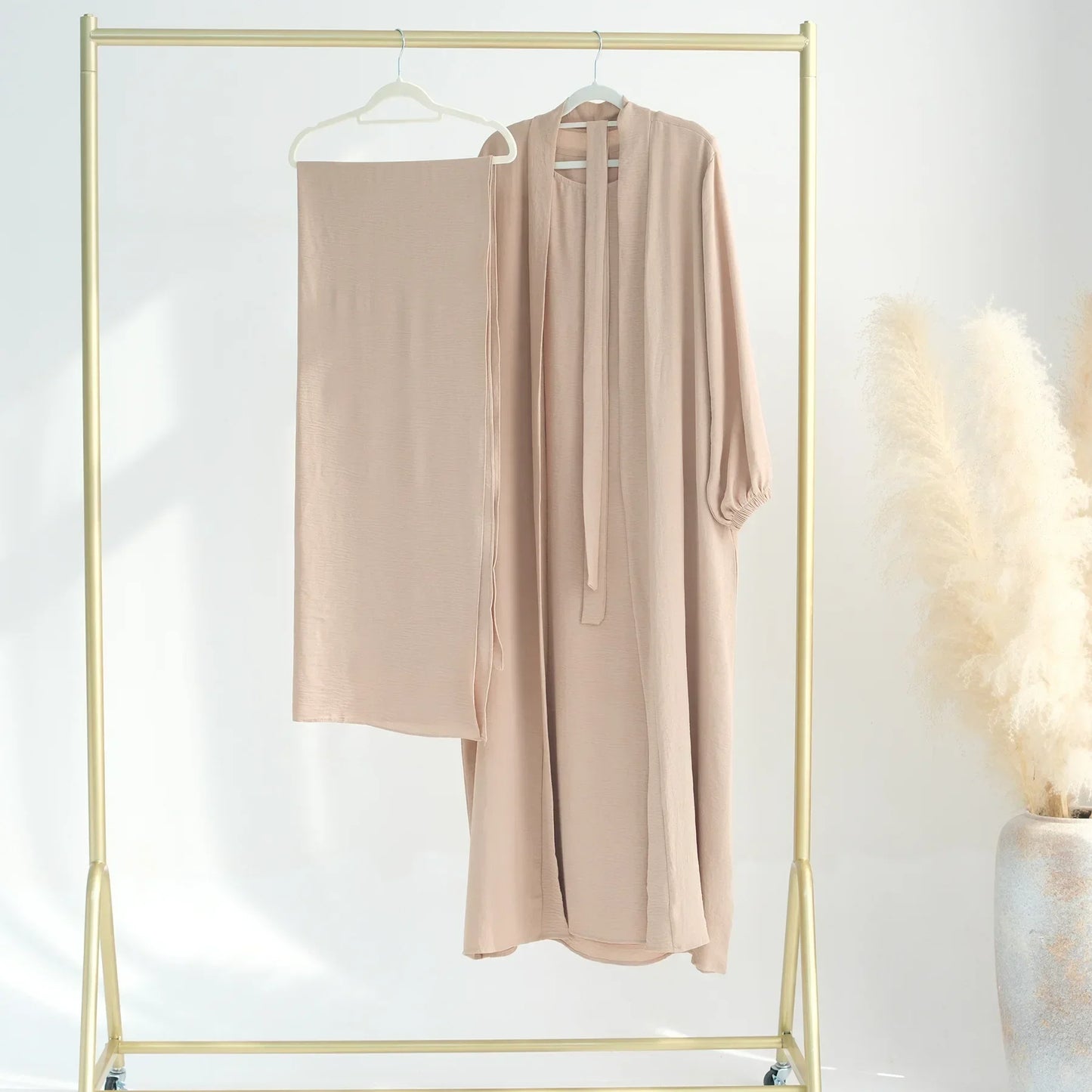 Muslim Woman Abaya 2 Piece Set Abayas Kimono with Sleeveless Hijab Dress Sets Islamic Matching Outfit Dubai Turkey Ramadan Eid