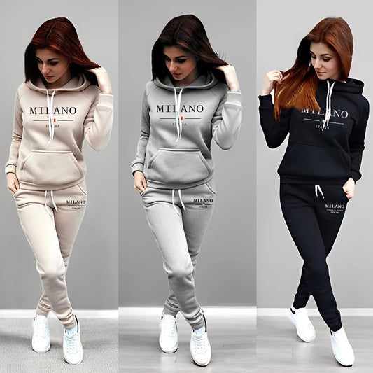 Autumn Winter Woman Clothing Printed Casual Sweatshirt Sweatpants Set Jogging Hoodie Tracksuit Sports Home Womens Pants Suit y2k.