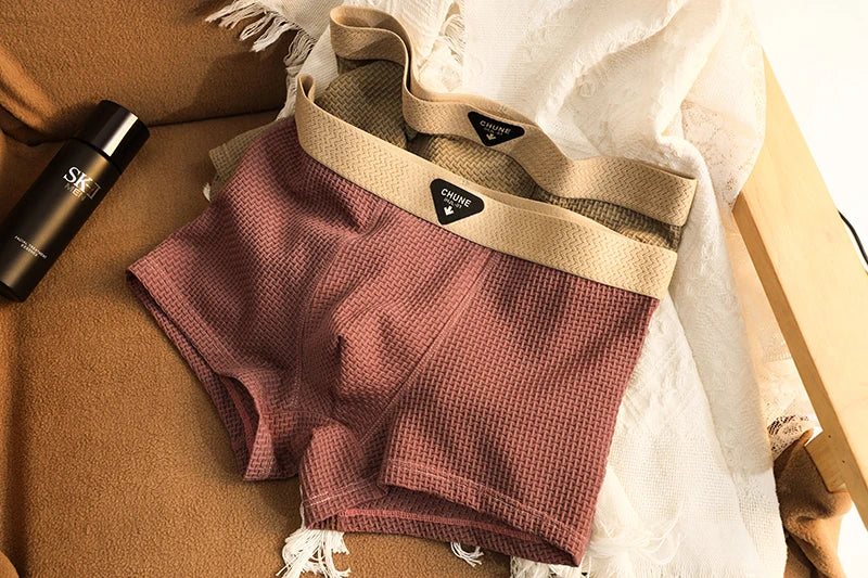 4 Stück Herren-Boxershorts, Eisseide, Unterwäsche, Unterhose, kühl, atmungsaktiv, sexy, schlankes Höschen, Netz-Dessous