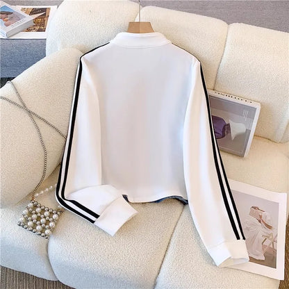 Pant Set Women Two Piece Sets Denim Splice Zipper Matching Sets Casual Coats Wide Leg Long Pants Lace Up Elastic Waist 2025.