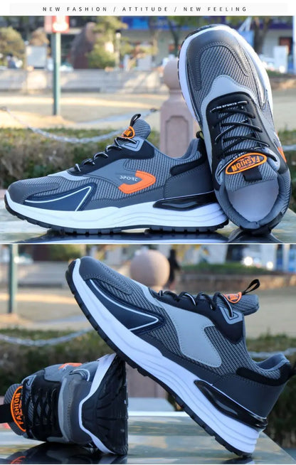 Herren-Laufschuhe, Frühlings- und Sommer-Mesh-Papa-Schuhe mit dicken Sohlen, trendige, lässige Outdoor-Sportschuhe.