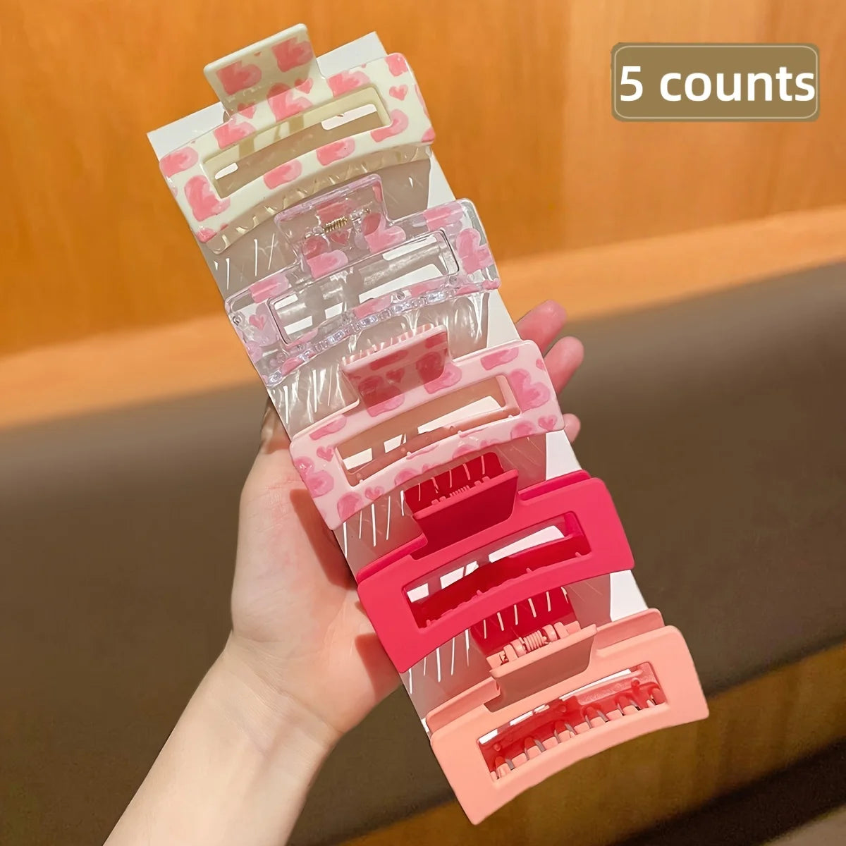 5Pcs for Women, Pink, Fashionable and Cute, Square Hair Clip Shark Clip, Suitable for Daily Use, Gift Hair Accessories.