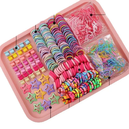 Cute Simple Children's Hair Accessories Comb Set Hair Clips Hair Bands Creative Headwear Set Kids Fashion Accessory Bundle.