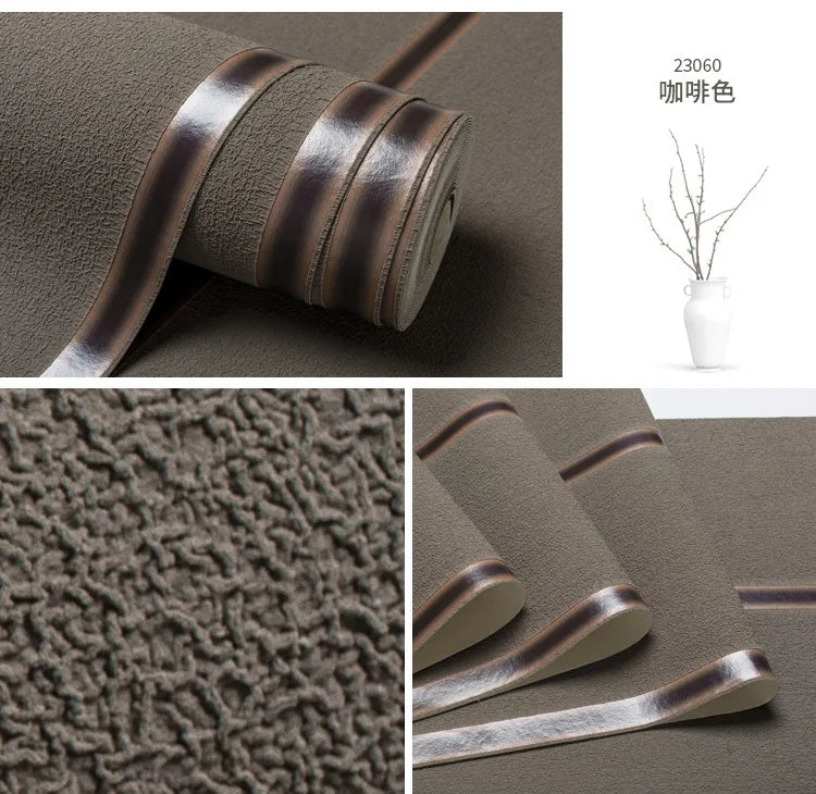 Hirschhaut Samt horizontal gestreifte Tapete Wohnzimmer Schlafzimmer gestreifte Film- und Fernsehwand 3D-Relief verdickte Tapete