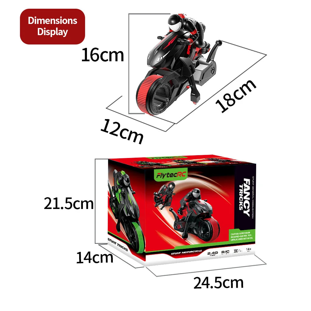 New Stunt Motorcycle 360 ° Rotation Remote Control Car High-Speed Drift Rc Racing Boy Toy Car Model Christmas Halloween Gift.