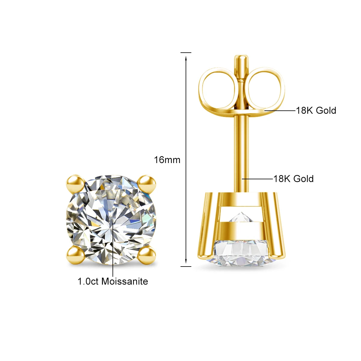 Szjinao Real Full 18k Gold Earrings AU750 Moissanite Diamond Real Gold Women Jewelry Certifid K Gold Luxurious Valentines Gifts.