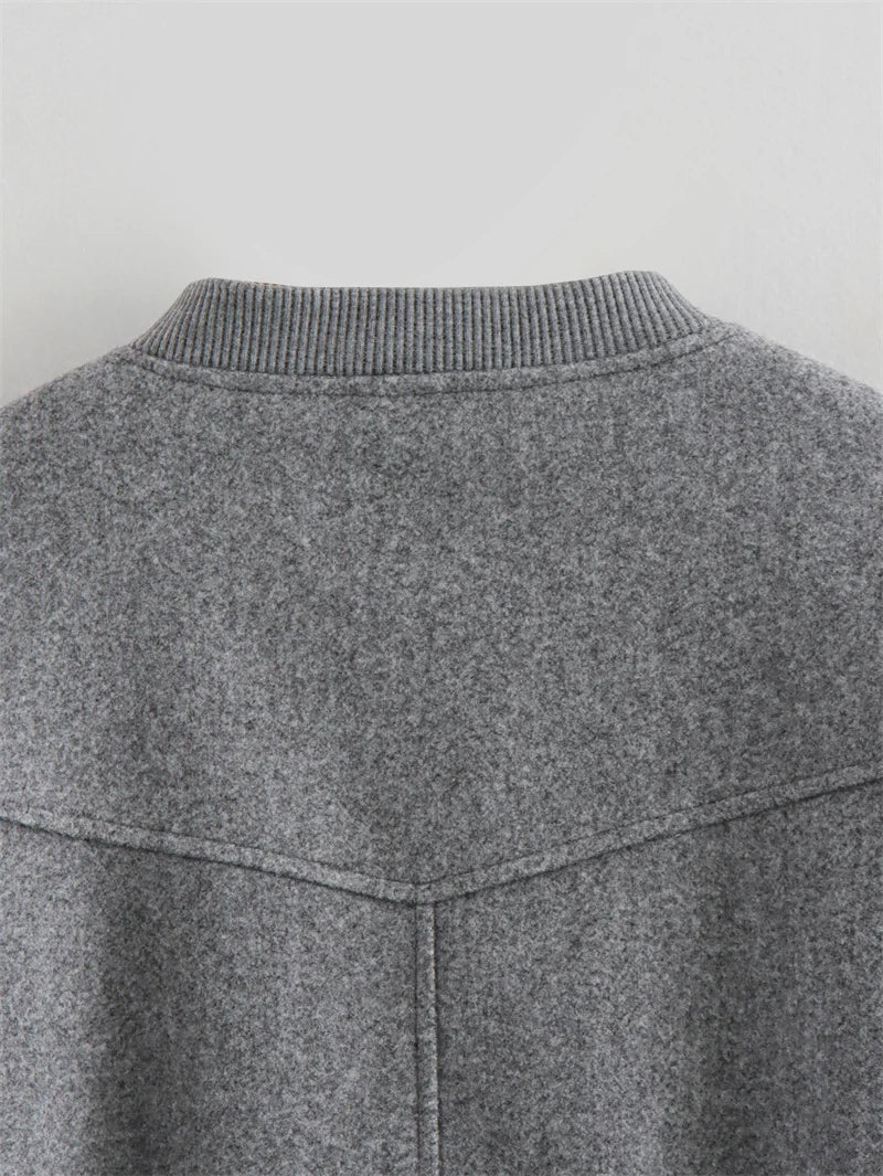 MUJER 2025, Damenjacke, abgeschnittene Bomberjacken für Damen, beige, schwarz, Tweed-Jacke, Damenmode, langärmelig, neu in kurzen Mänteln.