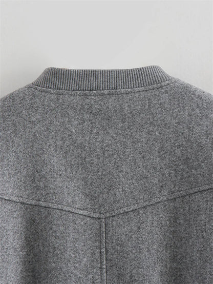 MUJER 2025, Damenjacke, abgeschnittene Bomberjacken für Damen, beige, schwarz, Tweed-Jacke, Damenmode, langärmelig, neu in kurzen Mänteln.