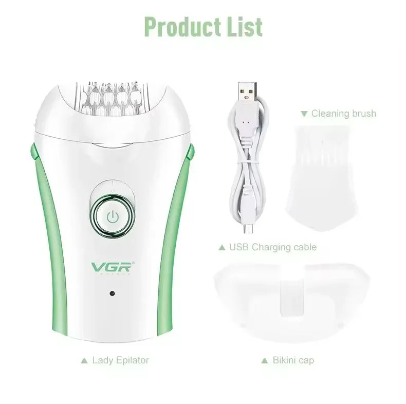 VGR Hair Remover Professional Epilator Electric Leg Body Rechargeable Underarms Portable Two Speeds Epilator for Women V-705.