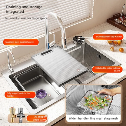 Kitchen Sink 316L Food Grade Stainless Steel Large Single Slot Wash Dish and Wash Vegetable Basin Homeuse Undercounter Bowl