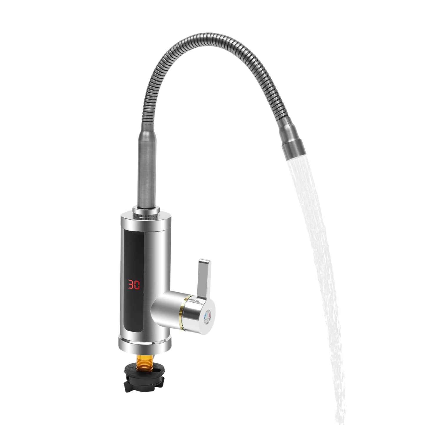 3000W Electric Hot Water Faucet 360° Rotating Stainless Steel Kitchen Faucet Instant Heating Led Digital Display