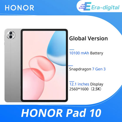 HONOR Pad 10 Tablet 8GB+256GB,12.1-inch 120Hz 2.5K(2560*1600) Display,Snapdragon 7 Gen 3 10100mAh Battery,MagicOS 9.0 (Android 15),8MP camera,WIFI 6,Bluetooth 5.3.