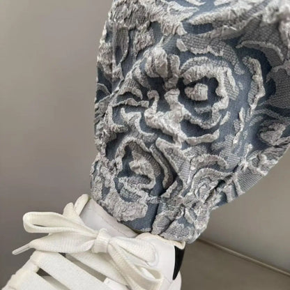 New Spring and Autumn Men's Casual Suit Lapel Jacquard Shirt Trousers Two-piece Set Comfortable Loose.