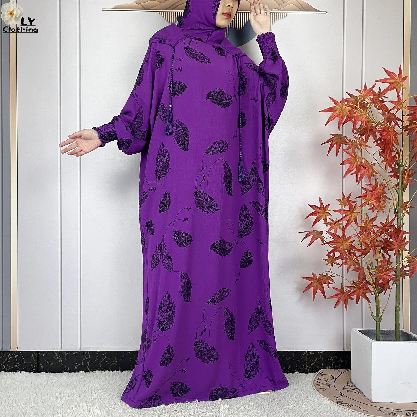 2025Hot Sales New Ramadan Muslim Double Hat Women Abaya Prayer Garment Islam Turkey Arabic Femme Abaya Prayer Kaftan Loose Robes.