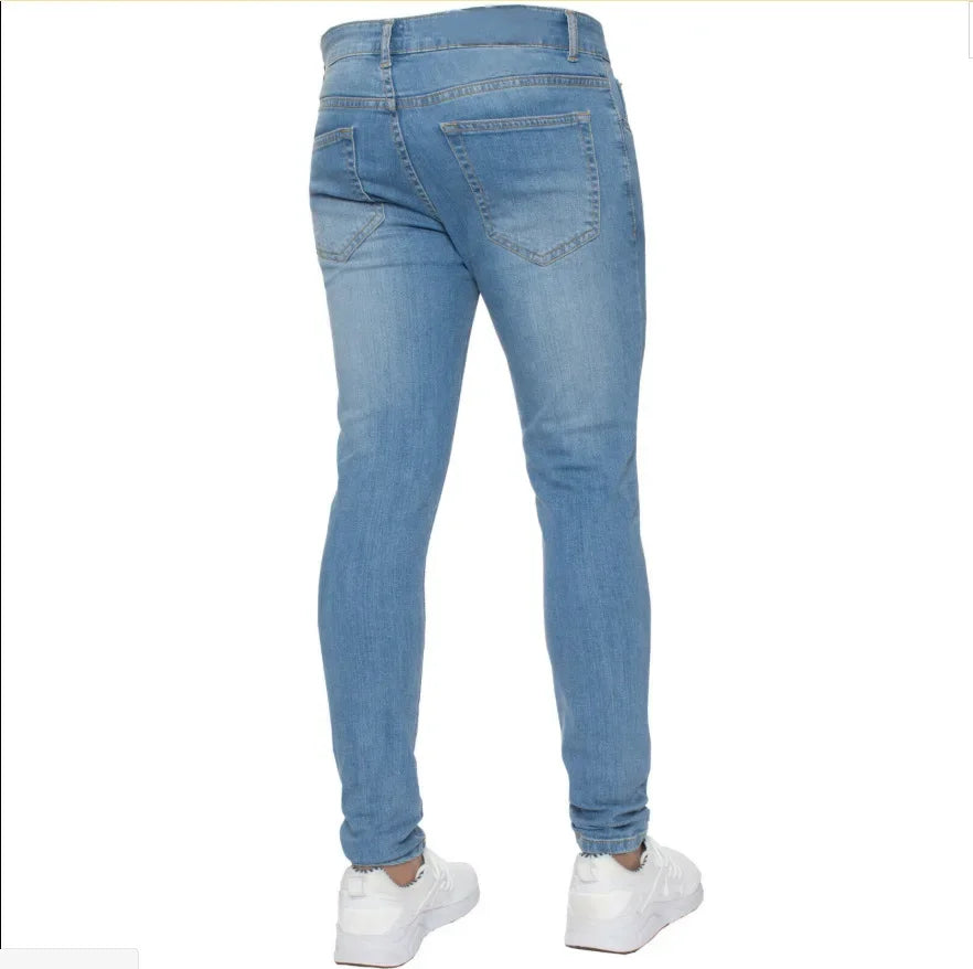 Business Men's Casual Jeans Stretch Denim Trousers Spring Autumn Classic Black Sky Blue Grey Straight Work Fashion Brand Clothin.