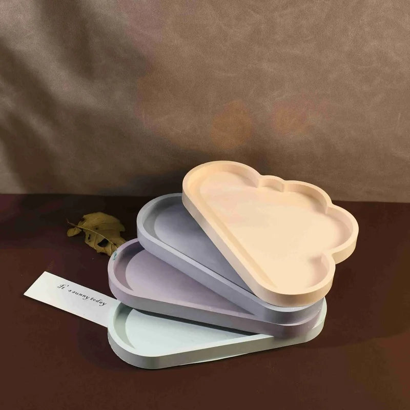 Clouds Dish Tray Silicone Mold DIY Jewellery Storage Box Coasters Ornaments Plaster Resin Molds.