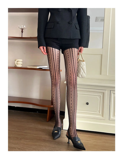 Tights Nylon Stretch Pantyhose Non Slip Stocking Slimming Stripes Legwear Women Party Daily Wear Stockings Hosiery