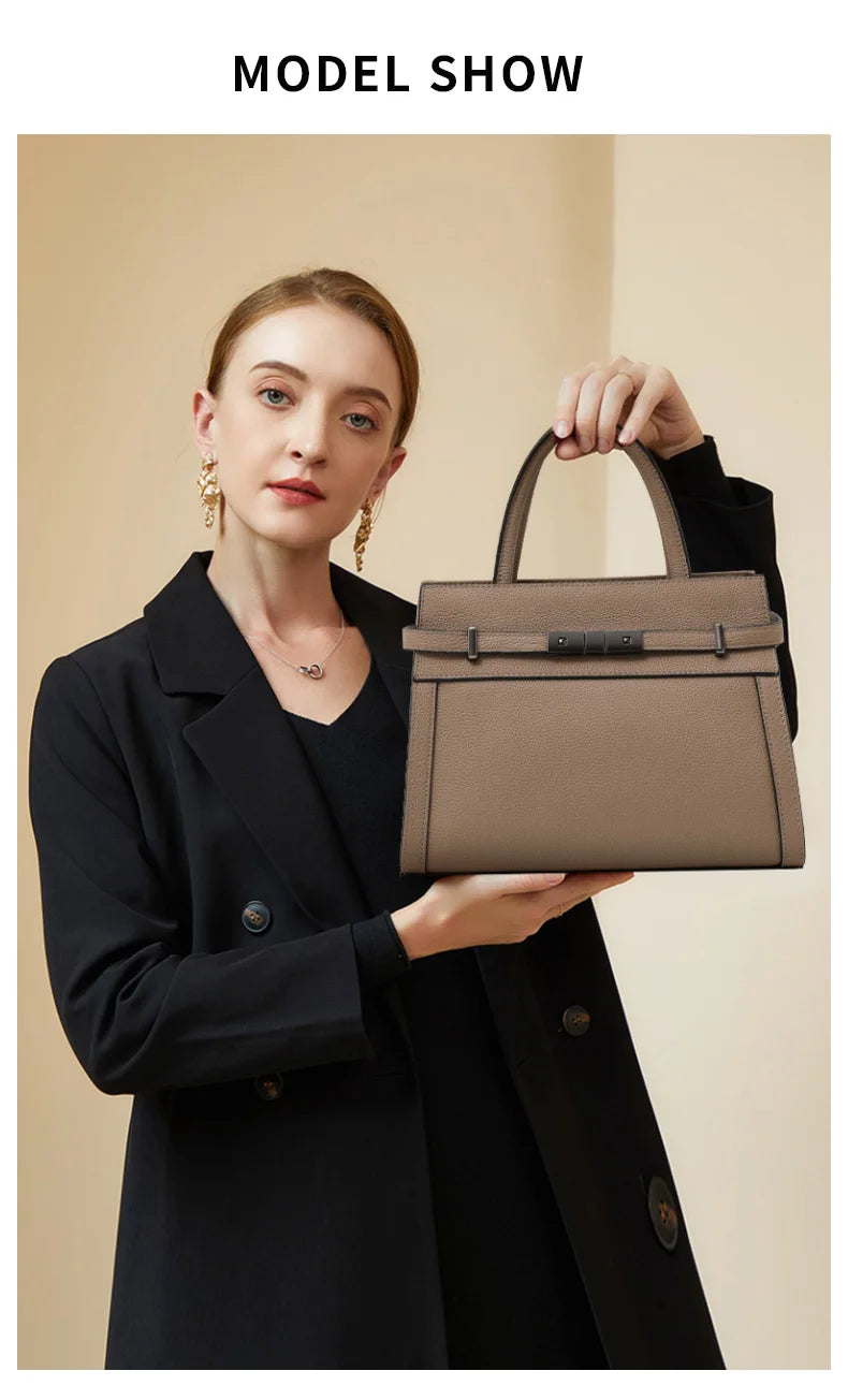 Genuine leather women's bag original first layer cowhide women's hand shoulder simple tote bag occupation.