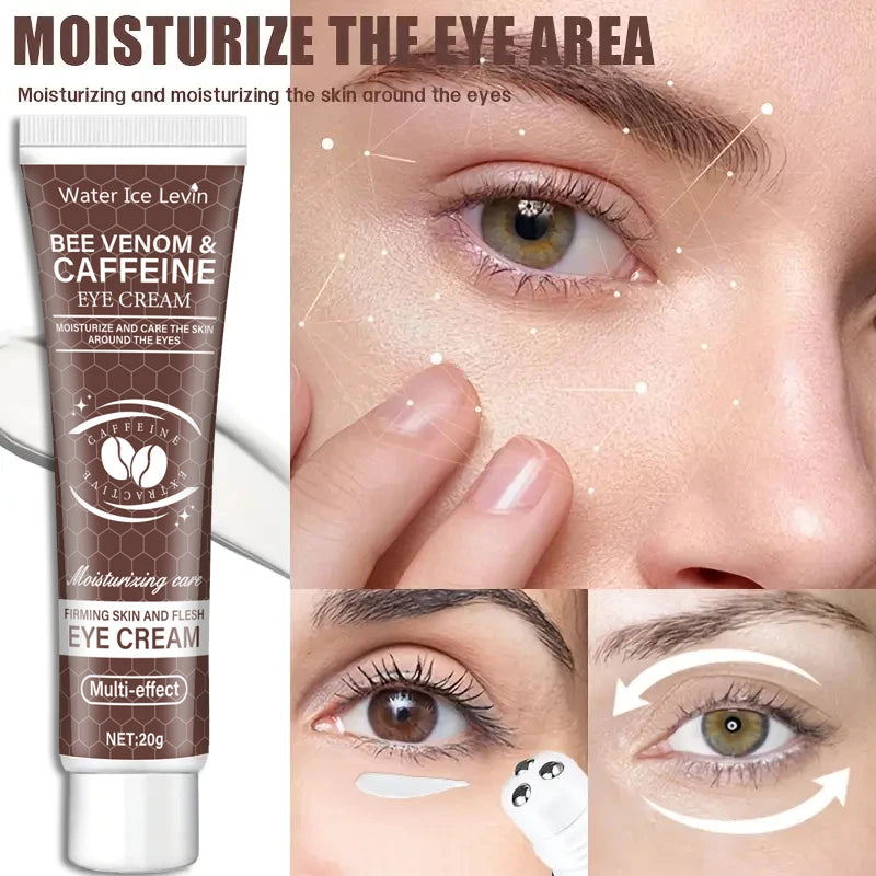 Natural Caffeine Powerful Moisturizing Firming Eye Cream 20g for Puffy and Dark Circles Post-Lifting Area after Using, Reduce Wrinkles and Aging, Light Beige Relaxation.