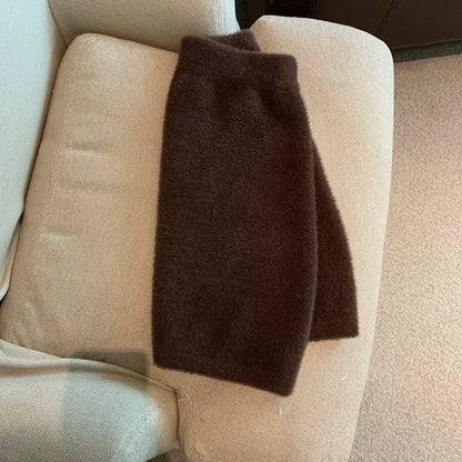 Faldas Mujer Moda Slim Sexy High Waist Wrap Hip Black Furry Skirt Women Mini Autumn Winter Bottom Wild Woolen Elegant Korean.
