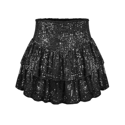 Dresses 2025 Woman Summer New Fashion Sequined Skirt Sequined Sexy Solid Color Pleated Skirts Y2k Woman Clothing.