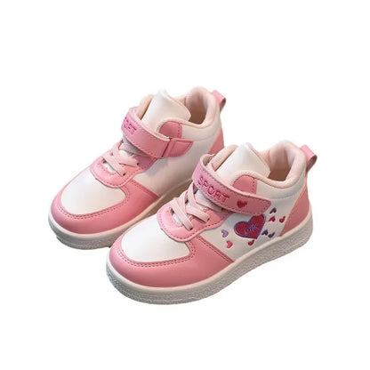 Children's Sports Shoes 2024 Spring and Autumn New Cute Girls' Sneakers Versatile Soft Breatheable Hook & Loop Fashion Kids Shoe.