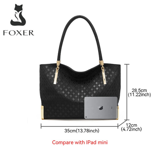 FOXER Brand Genuine Leather Handbag Winter Women Original Design Shoulder Bag Luxury Tote Large Capacity Lady Bag Chrismas Gift.