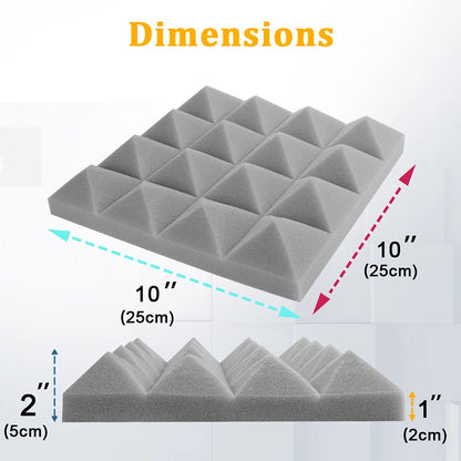Studio Acoustic Soundproof Foam Panels 6/12/24 Pcs, Pyramid Sound Insulation Treatment Acoustic Sponge，Acoustic Foam Panels