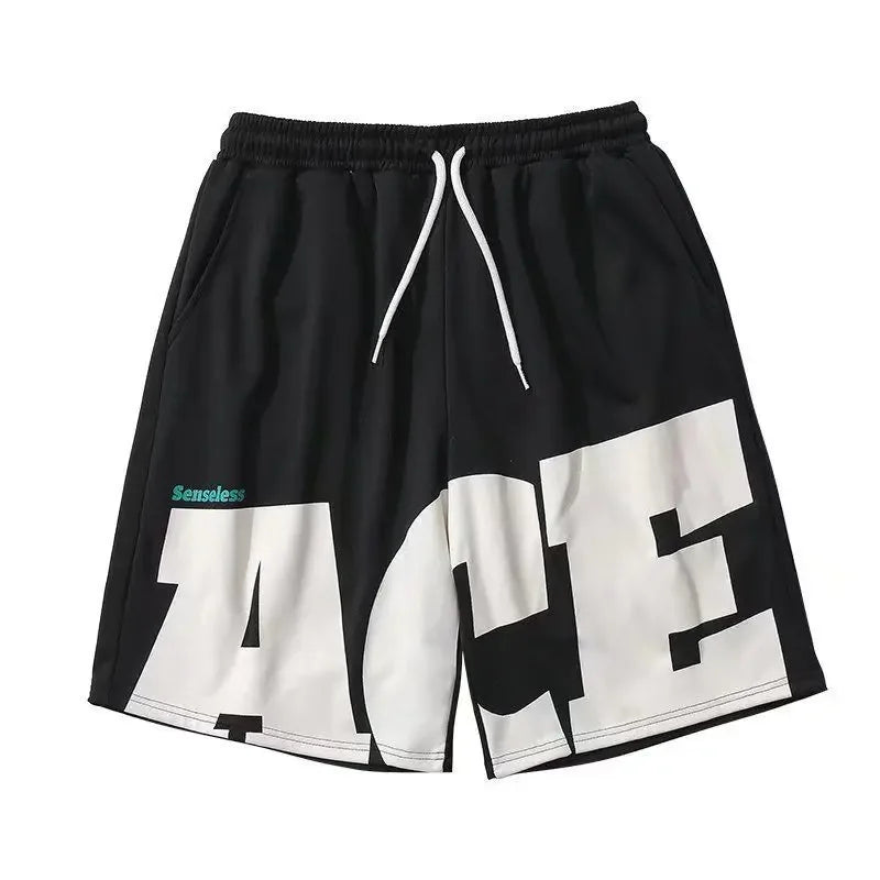 Sommer Casual männer Shorts Ins Trendy Marke Amerikanischen Stil Gespleißt Mittlere Taille Gerade Bein Lose Fit Breite Bein Minute Jogginghose.