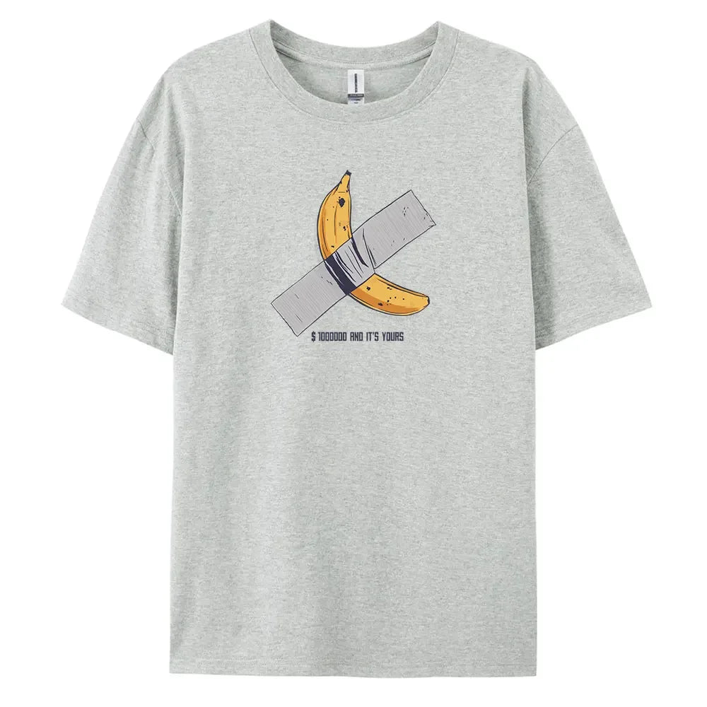 Banana Men's Casual Short-sleeved T-shirt with 100% Cotton Fashion print Tees oversize.